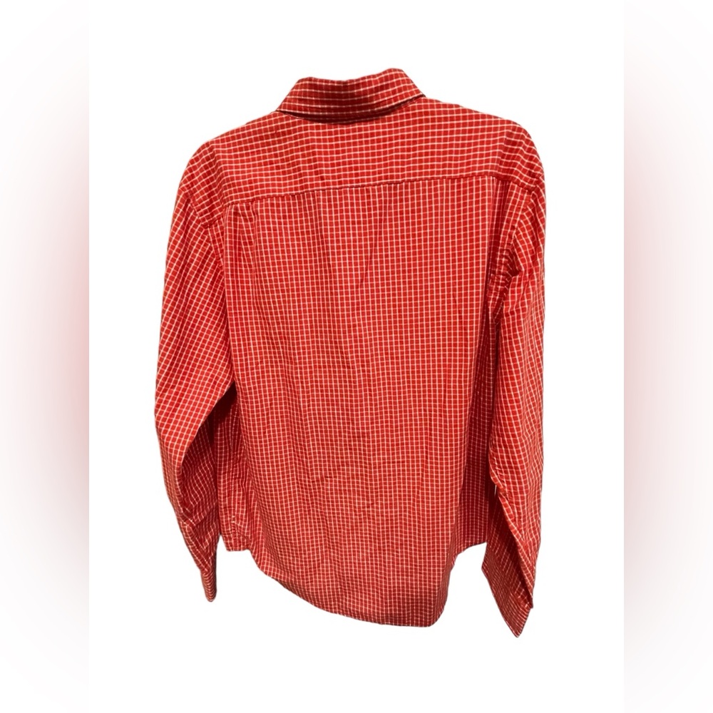 Reed Edward’s Men’s Orange & White Plaid Long Sleeve Button Down Shirt - Large - Picture 5 of 8